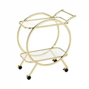 Chariot de service de barre de pieds en métal élégant de luxe en acier inoxydable avec roues Chariot roulant tendance et pratique pour les boissons - Product Image 2