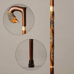 Canne de marche en bois pour femmes bâton de marche renard bâton sculpté à la main 36 "bâton de femme frêne naturel et pointe en caoutchouc Style traditionnel - Product Image 6