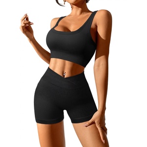 2024 nouveau Style femmes Yoga ensemble séchage rapide dos croisé entraînement barboteuse Onesie léger pousser sport soutien-gorge Shorts grande taille - Product Image 2
