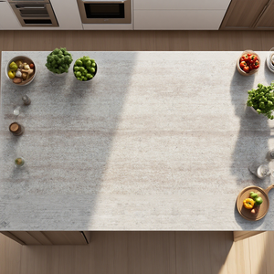 Directo de fábrica 3D cuerpo completo impreso Beige Wave 3200 1600 encimera de losa de cuarzo de ingeniería para gabinete de tocador de isla de cocina - Product Image 5