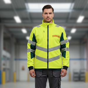 Chaqueta de Seguridad Reflectante de Alta Visibilidad 2025, ANSI Clase 2, con LED Intermitente, Logotipo Personalizado, Impermeable, Fluorescente, para Exteriores, Construcción, Hombre, 100% - Product Image 1