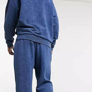 Conjunto de chándal de algodón 100% lavado ácido de talla XL, pantalones de chándal con capucha personalizados de alta calidad, patrón sólido, logotipo de invierno transpirable de talla grande - Product Image 2