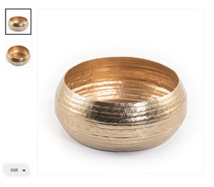Magnifique bol en métal doré Pièce maîtresse de table de luxe exquise Accent de maison élégant pour salle à manger ou salon - Product Image 1