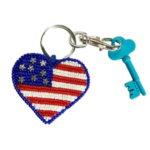 Hecho a mano con cuentas bordado corazón diseño bandera India elegante llavero y llavero elegante nuevo lujo superior - Product Image 3