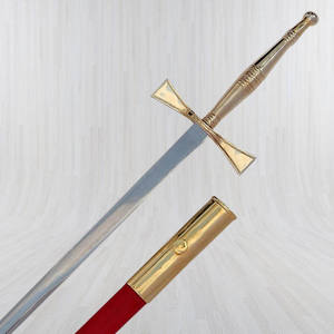 ดาบเมสันสั่งทำขายส่ง ด้ามทอง ปลอกดาบแดง ใบมีดเหล็กดามัสกัส บริการ OEM รับประกัน 3 ปี จากผู้ผลิต - Product Image 3