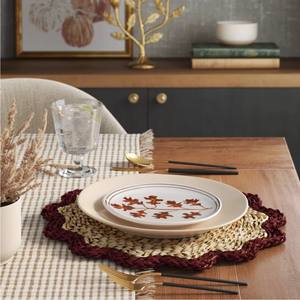 Sous-plat en jonc de mer festonné de style bohème, écologique, tissé, pour la décoration de table à manger, vente en gros, prix abordable - Product Image 6