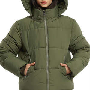 แจ็กเก็ตแบบสั้นสำหรับผู้ชายและผู้หญิงแจ็กเก็ตขนเป็ดสีกากีสีเขียวผ้าครอปสไตล์ลำลองสำหรับฤดูหนาวเทรนด์2025 - Product Image 2