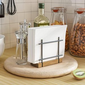 Servilletero de granja para mesa, servilleteros modernos de Metal de madera de bambú rústico negro para servilletas de papel, mesa de comedor de cocina - Product Image 3