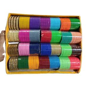 indian traditional ad bangles combo box with metal velvet bangles with bead bangles for women and girls in wholesale rate