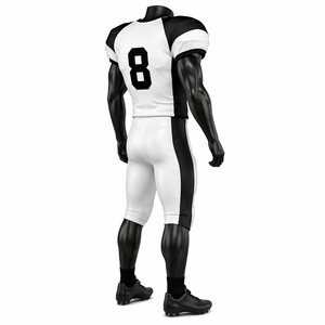 Custom American Football Uniform Set Men's Football Jersey and Pants White Black Team Kit Breathable <b>Compression</b> Sportswear OEM - Product Image 5