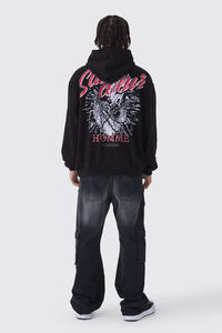 OEM Custom 500GSM 100% Cotton Pullover <b>Hoodie</b> Screen Oversized Drop Shoulder Embossed Logo <b>Plain</b> Dyed Winter <b>Hoodie</b> <b>for</b> <b>Men</b> - Product Image 2