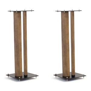 STYLUM 3-in-1 Audio <b>Stand</b> 80cm Oak Satin and Black Floor <b>Speaker</b> with NORSTY3OK Steel <b>Stand</b> Accessory - Product Image 1