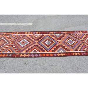 Étnico naranja marrón 3X9,5 pies lana viscosa clásica alfombra turca patrón de retazos sala de estar alfombra látex rectángulo pasillo - Product Image 3