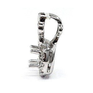 Pendentif semi-monté en or blanc massif 18 carats de haute qualité avec diamant véritable taille brillant en forme de cœur pour femmes, finition brillante de qualité supérieure - Product Image 2