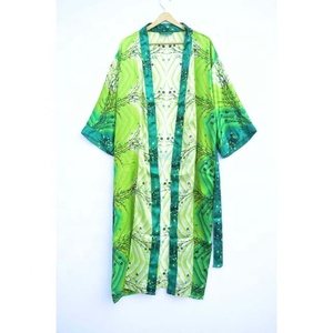Bata Kimono de seda con estampado Floral para mujer, ropa de baño, abrigo envolvente para la casa, Kimono - Product Image 5