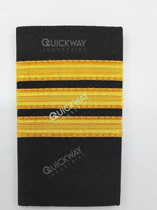 Épaulettes de style aviateur, deux bandes dorées, noir, accessoire uniforme pour costume et exposition - Product Image 5