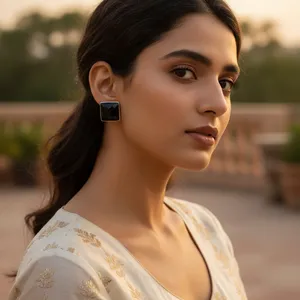 Pendientes de Botón Cuadrados de Plata 925 con Ónix Negro para Mujer, Pendientes Largos Religiosos de Moda con Material de Aleación para Fiestas - Product Image 1