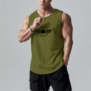 Camiseta de algodón Premium XL personalizada para hombre, camiseta sin mangas, camiseta transpirable de alta calidad para gimnasio y Fitness, camiseta informal lavada con serigrafía - Product Image 6