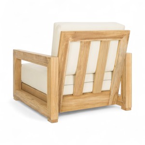 Handmade Custom One-Seater Lounge Chair Natural Grain Teak Wood Comfortable Cushion for Living Room Villa Bedroom Balcony <b>Sofas</b> - Product Image 5