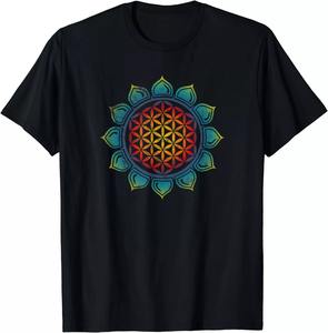 T-shirt à manches courtes pour hommes de haute qualité 100% coton Flower Life Sacred Geometry Yoga Design Tricoté Gift Vente en gros - Product Image 1