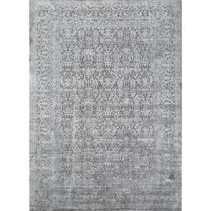 Alfombra Konstrukt Azul Tejida a Mano de Lana, Bambú, Seda, Algodón Orgánico y Yute con Diseño de Medallón Rectangular para el Hogar o Pasillo HWB-5013 - Product Image 1