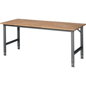 Beech Workbench B2000xD800xH760-1080mm with Anthracite <b>Grey</b> <b>Frame</b> - Product Image 1