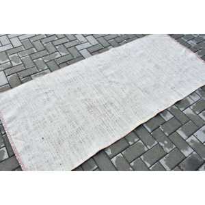 พรมวินเทจตุรกี ขนาด 3.1x7 ฟุต (94x214 ซม.) พรมขนสัตว์สีขาวคิลิม - Product Image 2