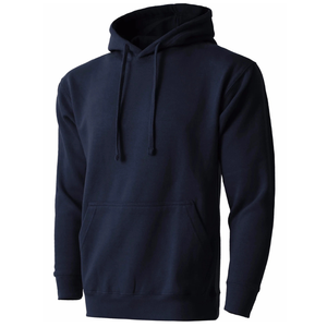 <b>Men's</b> <b>Navy</b> Hooded Sweatshirt Regular Fit Cotton <b>Fleece</b> Casual Pullover With Front Pocket Autumn Wear - Product Image 1
