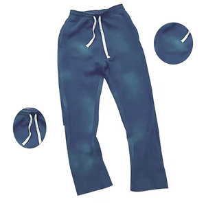 Conjunto de pantalones de chándal de entrenamiento de gran tamaño de lana lavado con ácido de alta calidad para hombres logotipo personalizado diseño frontal transpirable y plano - Product Image 3