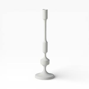 Set Of Two White Metal Floor Candle Holders With Round Base For Modern Minimal <b>Decor</b> <b>Spaces</b> - Product Image 6