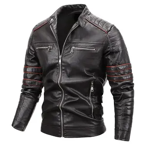 Hombres Outwear Moda Motor & Biker Chaqueta de cuero Hombres Primavera Nuevo Casual Vintage Cremallera Estilo Chaquetas de cuero Abrigo - Product Image 1