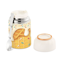 Boîte alimentaire isotherme durable en acier inoxydable avec valve de décompression et cuillère pliable, couvercle en PP sans BPA, boîte alimentaire thermique portable