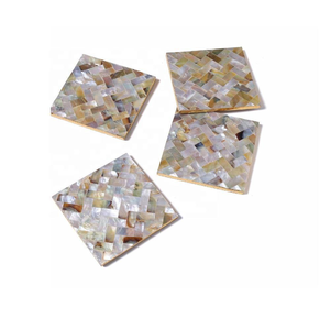 Posavasos de madreperla de diseño moderno para té, café, bebida, posavasos de café con soporte, Juego de 4 Uds., posavasos de decoración hechos a mano - Product Image 1