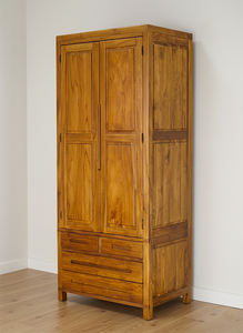 Armoire en teck classique moderne de 3 pieds |   Comprend 2 portes et 4 tiroirs de rangement, fabriqués en bois indonésien durable - Product Image 6