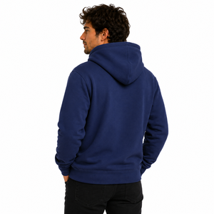 Sweat-shirt classique à capuche pour homme en polaire premium respirant, coupe oversize, manches longues, avec poche kangourou, couleur unie - Product Image 4