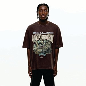 Venta al por mayor de moda Vintage lavado camiseta personalizada gráfica Streetwear hombres de gran tamaño de alta calidad Camiseta de algodón - Product Image 1