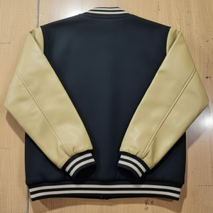 Chaqueta universitaria naranja y verde, bomber con bloques de color neón, chaqueta streetwear naranja brillante, precio al por mayor - Product Image 4