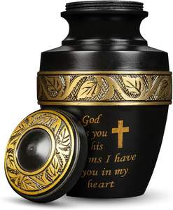 Urne funéraire de luxe traditionnelle en métal noir de 500 ml, fabriquée à la main, finition mate, pour le confort des enfants et la conservation des souvenirs - Product Image 2