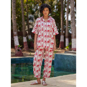 Ladies Silk <b>Shirt</b>-Hand Block Printed Floral <b>Western</b> Party Wear - Product Image 2