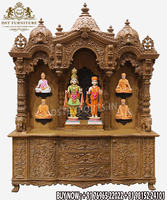Mandir de prière en teck blanc brillant Corians, design feuille de paon, style traditionnel, nouvelle arrivée, décoration intérieure