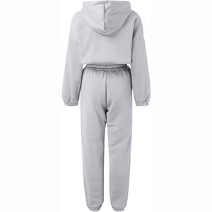 Chándal de mujer de alta calidad 100% algodón Jogging conjuntos de dos piezas de Invierno para mujer chándal de mujer de gran tamaño de Color sólido flexible - Product Image 3