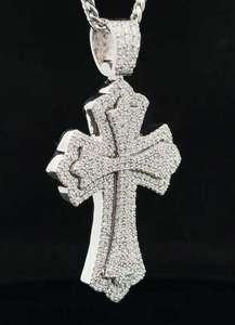 Colgante de Cruz de Plata de Ley 925 con Diamante Moissanita, Colgantes y Dijes de Moda para Hombre y Mujer - Product Image 2