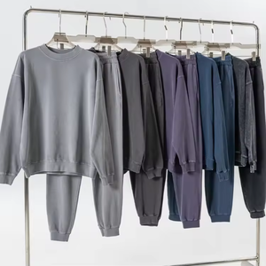 Conjunto Deportivo Informal de Alta Calidad con Lavado Ácido, Sudadera con Cuello Alto y Pantalones Deportivos Transpirables con Efecto Desgastado - Product Image 1