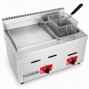 Commercial Gas Griddle Fryer Combo Countertop for Western Restaurant Steak Bacon <b>Egg</b> Sandwich Kitchen - Product Image 1