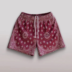 Short de plage de gymnastique pour hommes taille moyenne tissée à séchage rapide avec poches et fermeture à cordon imprimé short décontracté pour hommes vente en gros OEM - Product Image 3