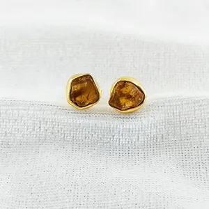 Natural Citrine 6-8mm Tiny Stud Gemstone Collate Set 925 Sterling Silver Birthstone Jewelry Earring Wholesale Gemstone Suppliers