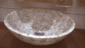 Lavabo MOP de concha de nácar hecho a mano indio, almacenamiento de cocina de diseño moderno para gabinetes en hoteles y cocinas - Product Image 2