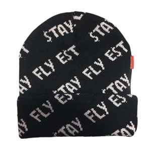 OEM de alta calidad de moda popular unisex acrílico de punto cálido invierno sombreros personalizados todo estampado jacquard diseño gris claro gorro - Product Image 3