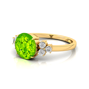 เครื่องประดับมินิมอลขนาด8มม. ทรงกลมตัดเป็นพลอยเพอริโดสีเขียวธรรมชาติและแหวนเพชรในทองคำแท้18K เครื่องประดับหินประจำเดือนเกิดสุดหรู - Product Image 5