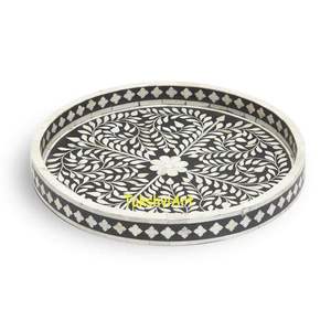 Plateau de service en incrustation d'os de forme hexagonale et à rayures pour plateau de service de comptoir de Table basse du fabricant indien - Product Image 2